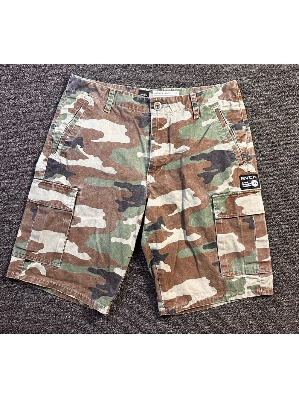 RVCA Nature X Industry Camo Shorts 30 Waist 10”
